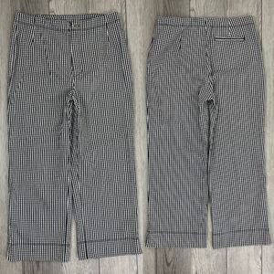 Chico's Womens Size 0 Black White Gingham Straight Leg Cropped Pants